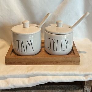 EUC - Rae Dunn Jam & Jelly Jar Set